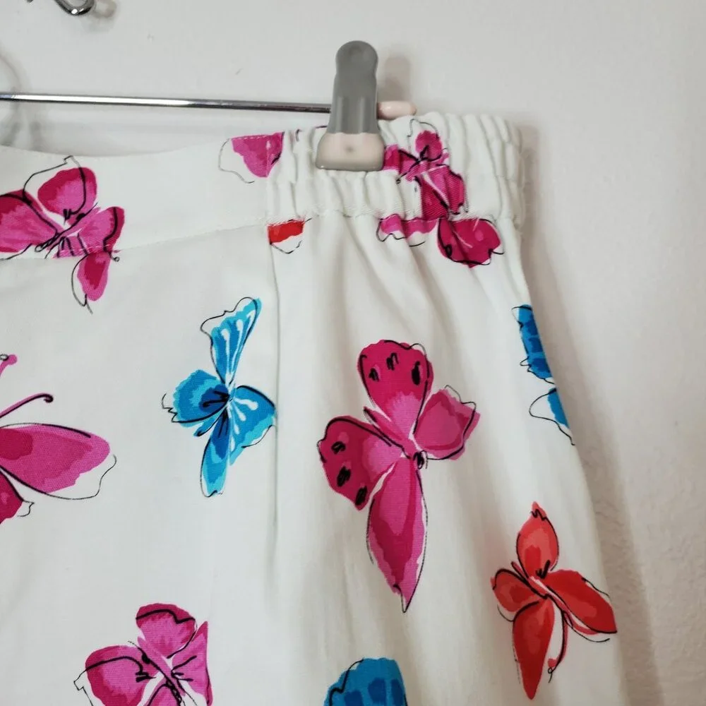 Briggs New York Skort Size 16 White Pink & Blue Butterflies Cotton Spandex - Picture 6 of 16
